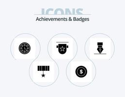 Achievements and Badges Glyph Icon Pack 5 Icon Design. achievement. ribbon. achievement. insignia. badge vector