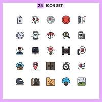 Group of 25 Modern Filled line Flat Colors Set for gadgets devices puzzle button space Editable Vector Design Elements