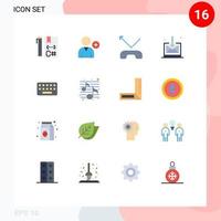 User Interface Pack of 16 Basic Flat Colors of key typing call keyboard inbox Editable Pack of Creative Vector Design Elements