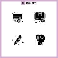 Pack of 4 creative Solid Glyphs of add back to school plus package education Editable Vector Design Elements
