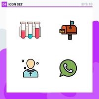 Set of 4 Vector Filledline Flat Colors on Grid for test christian laboratory post male Editable Vector Design Elements