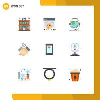 Modern Set of 9 Flat Colors and symbols such as mobile work consultation themes support Editable Vector Design Elements