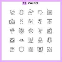 Pictogram Set of 25 Simple Lines of network document user data skin care Editable Vector Design Elements