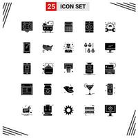 Pack of 25 creative Solid Glyphs of mechanic virus shower spy office Editable Vector Design Elements