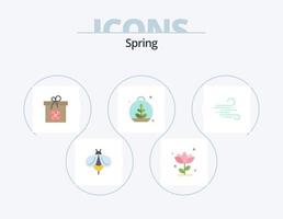 Spring Flat Icon Pack 5 Icon Design. blow. plant. rose. leaf. spring vector