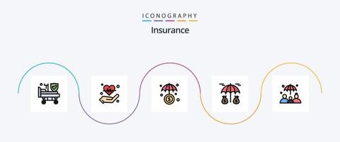 Insurance Line Filled Flat 5 Icon Pack Including . group insurance. insurance. insurance. insurance vector