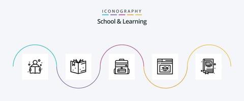 School And Learning Line 5 Icon Pack Including . notepad. education. notebook. cap vector