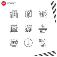 Outline Pack of 9 Universal Symbols of women celebrate eight target day scale Editable Vector Design Elements