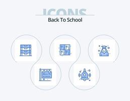 Back To School Blue Icon Pack 5 Icon Design. graduation. education. drawer. formula. calculate vector