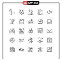 25 User Interface Line Pack of modern Signs and Symbols of scary ghost gps face navigation Editable Vector Design Elements