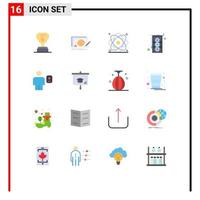 16 User Interface Flat Color Pack of modern Signs and Symbols of avatar graphic card game computer nuclear Editable Pack of Creative Vector Design Elements