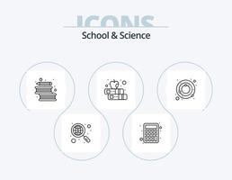 School And Science Line Icon Pack 5 Icon Design. content. bulb. writing. document vector