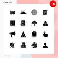 Pack of 16 Modern Solid Glyphs Signs and Symbols for Web Print Media such as christian usa scene american file Editable Vector Design Elements