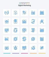 Creative Digital Marketing 25 Blue icon pack  Such As business. trade. brand. marketing. business vector