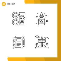 4 Creative Icons Modern Signs and Symbols of make up diary make liquid note Editable Vector Design Elements