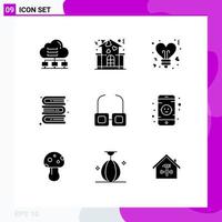 9 Creative Icons Modern Signs and Symbols of read library people bookshelf valentines Editable Vector Design Elements