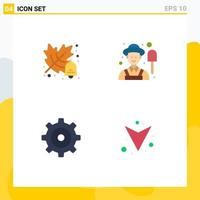 Group of 4 Flat Icons Signs and Symbols for autumn down farmer multimedia 5 Editable Vector Design Elements