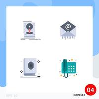 conjunto de 4 iconos de interfaz de usuario modernos signos de símbolos para instalar quran guardar correo elementos de diseño vectorial editables sagrados vector