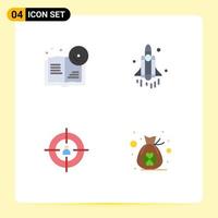 4 Flat Icon concept for Websites Mobile and Apps book goal cd space person Editable Vector Design Elements