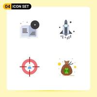 4 concepto de icono plano para sitios web móviles y aplicaciones objetivo de libro cd espacio persona elementos de diseño vectorial editables vector