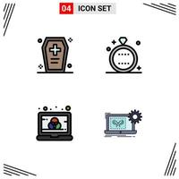 4 Creative Icons Modern Signs and Symbols of casket wedding halloween casket event computer Editable Vector Design Elements