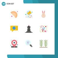 Set of 9 Vector Flat Colors on Grid for engagement figure easter bunny chess technical Editable Vector Design Elements