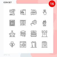 Modern Set of 16 Outlines Pictograph of discount touch corporate mobile gestures Editable Vector Design Elements