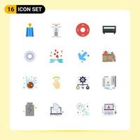 Flat Color Pack of 16 Universal Symbols of line blades cutter cosmos player amplifier Editable Pack of Creative Vector Design Elements