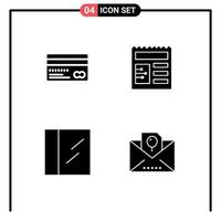 Universal Icon Symbols Group of 4 Modern Solid Glyphs of credit drug back basic holiday Editable Vector Design Elements