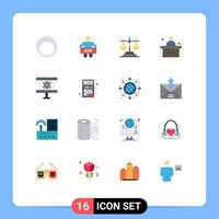 Universal Icon Symbols Group of 16 Modern Flat Colors of student desk worker classroom judgment Editable Pack of Creative Vector Design Elements