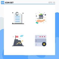 User Interface Pack of 4 Basic Flat Icons of attachment flag ui cart mountain Editable Vector Design Elements