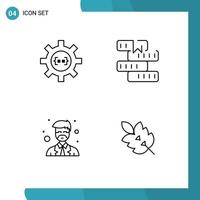 Set of 4 Vector Filledline Flat Colors on Grid for coding study development education master Editable Vector Design Elements