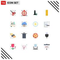 16 Universal Flat Color Signs Symbols of growth business chess designer scale Editable Pack of Creative Vector Design Elements