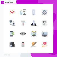 Modern Set of 16 Flat Colors and symbols such as server gear phone flask iphone Editable Pack of Creative Vector Design Elements