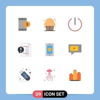 grupo de 9 signos y símbolos de colores planos para elementos de diseño de vectores editables de comunicación de documentos dulces de preguntas frecuentes móviles