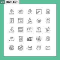 25 Thematic Vector Lines and Editable Symbols of certificate investment marker banking logistic Editable Vector Design Elements