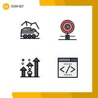 Mobile Interface Filledline Flat Color Set of 4 Pictograms of exploration property surface copyright success Editable Vector Design Elements