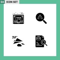 Pictogram Set of 4 Simple Solid Glyphs of box error commerce find plane Editable Vector Design Elements