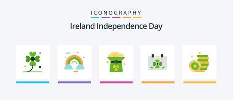 Ireland Independence Day Flat 5 Icon Pack Including day. calendar. ireland. in. green. Creative Icons Design vector