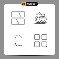 Pictogram Set of 4 Simple Filledline Flat Colors of editing coin layout wedding calc Editable Vector Design Elements