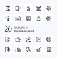 20 Business And Investment Line icon Pack like world interface wallet communication interface vector