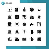 25 Universal Solid Glyphs Set for Web and Mobile Applications weather night analysis moon financial Editable Vector Design Elements
