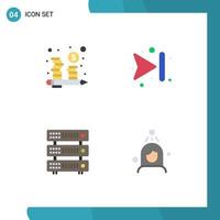 4 concepto de icono plano para sitios web móviles y aplicaciones gestión de servidores de presupuesto omitir elementos de diseño de vectores editables de mujer