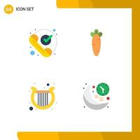 4 User Interface Flat Icon Pack of modern Signs and Symbols of call harp phone food irish Editable Vector Design Elements
