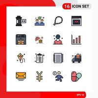 Set of 16 Modern UI Icons Symbols Signs for copy website tasbih web internet Editable Creative Vector Design Elements