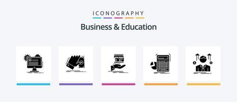 Business And Education Glyph 5 Icon Pack Including math. calculator. earn. hand. shopping. Creative Icons Design vector