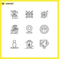 Set of 9 Commercial Outlines pack for map reference bug point diagram Editable Vector Design Elements