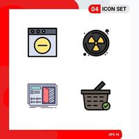 Modern Set of 4 Filledline Flat Colors Pictograph of app plan nuclear blueprint buy Editable Vector Design Elements