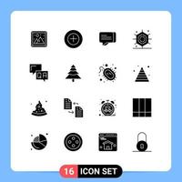 16 Universal Solid Glyph Signs Symbols of forest help communication communication spider Editable Vector Design Elements