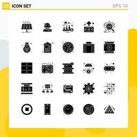 Group of 25 Solid Glyphs Signs and Symbols for finance business algorithm trade management Editable Vector Design Elements